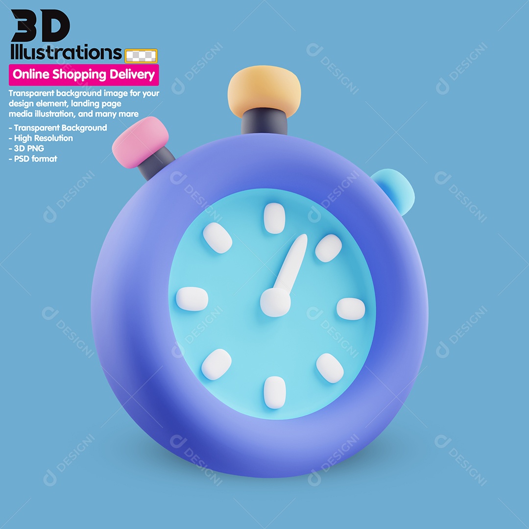 Relógio Elemento 3D Para Composição PSD