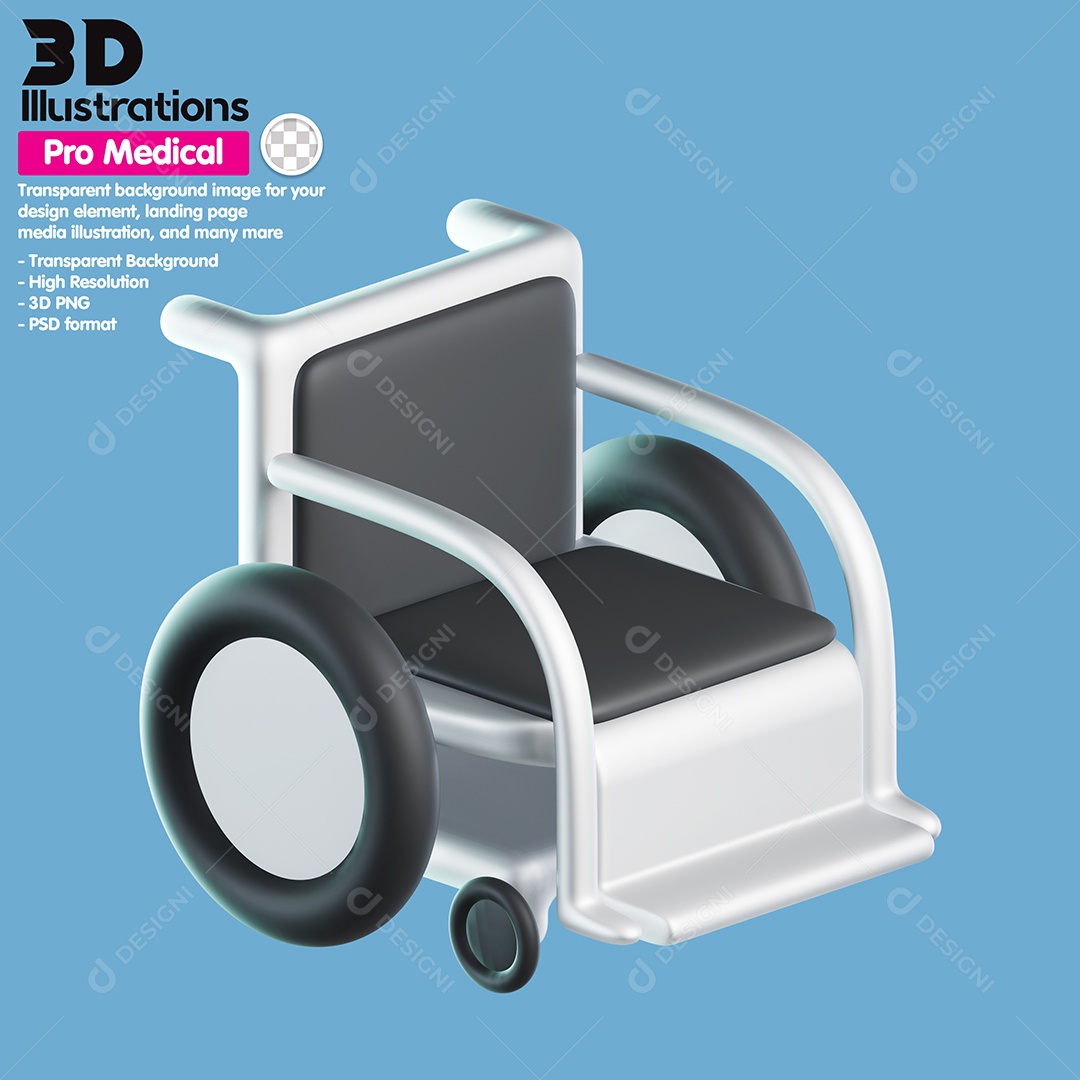 Cadeira De Rodas Elemento 3D Para Composição PSD