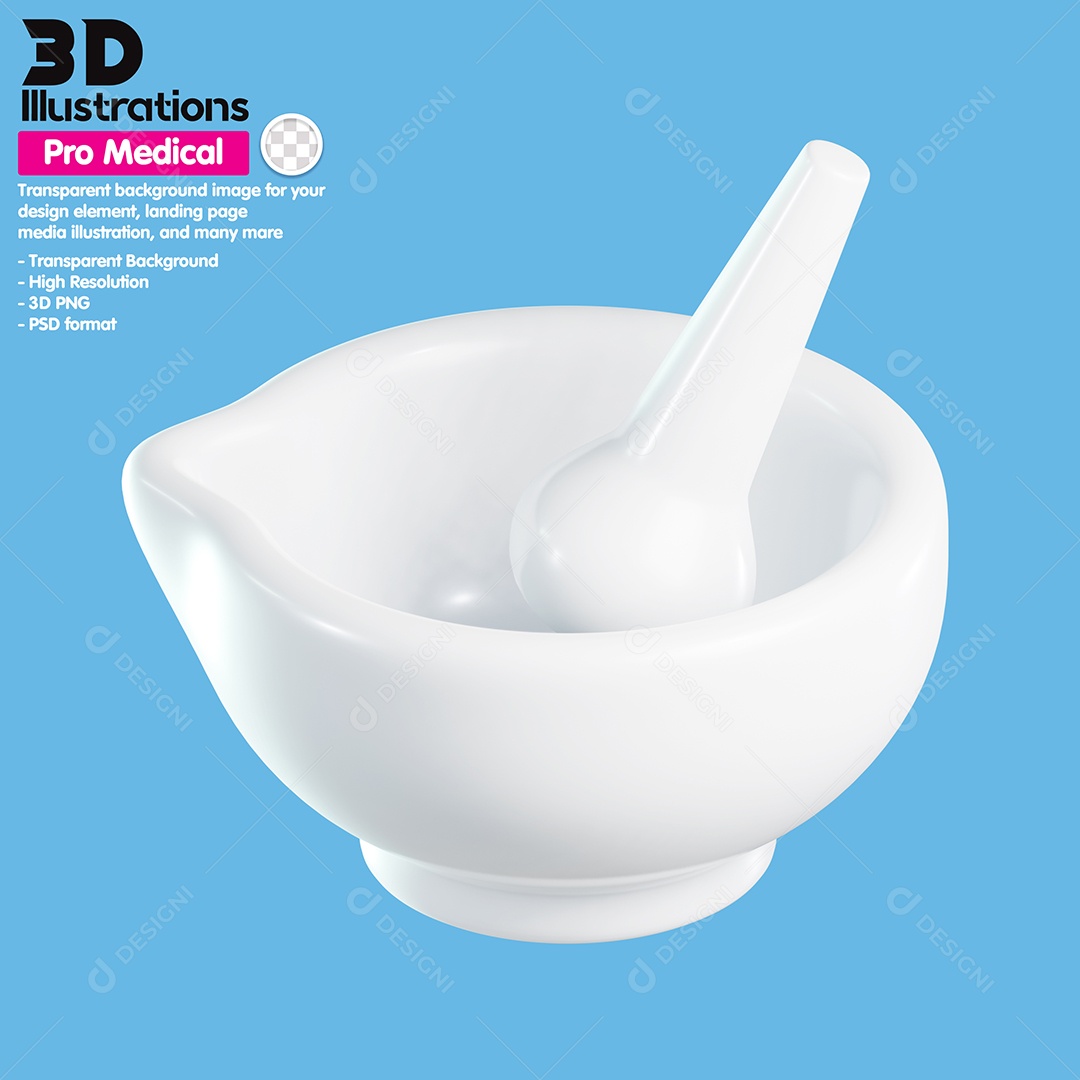 Pilão de Porcelana Elemento 3D Para Composição PSD