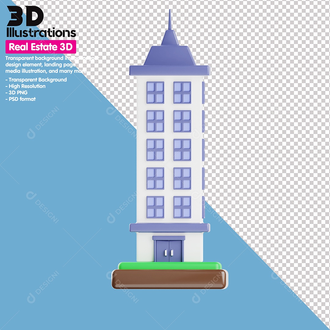 Prédio Elemento 3D Para Composição PSD