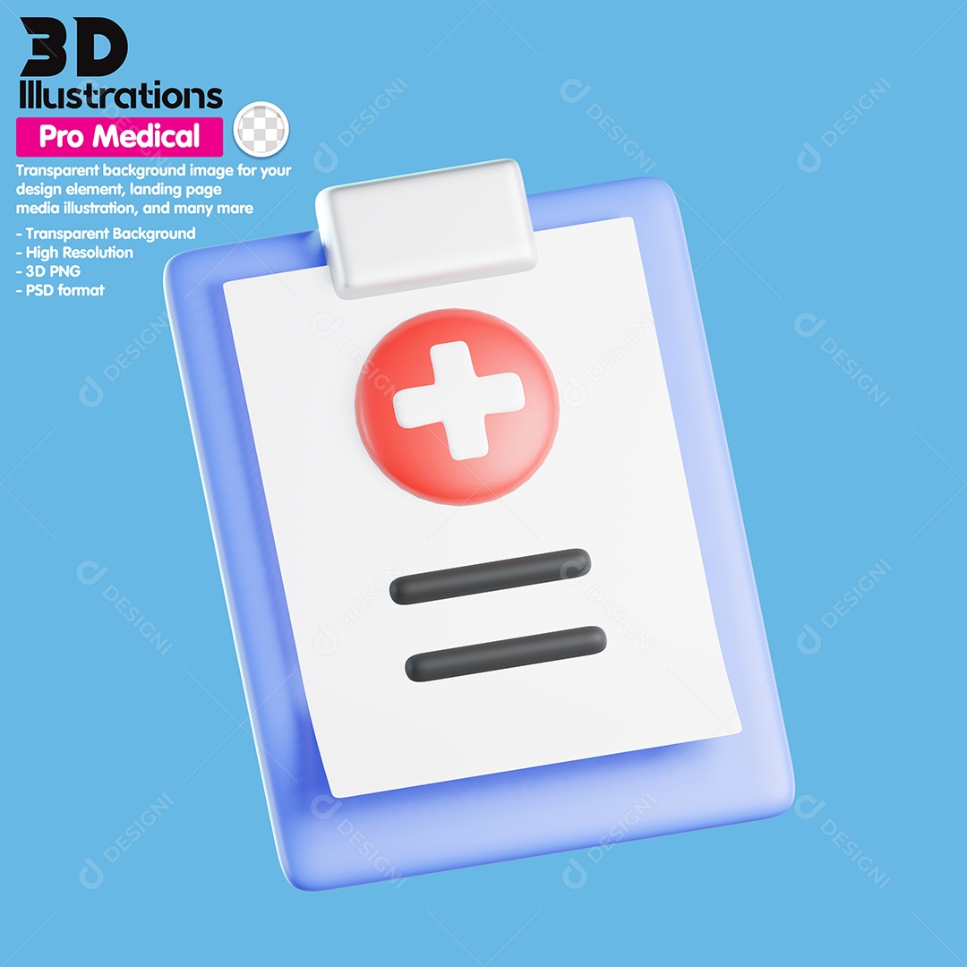 Prancheta De Paciente Elemento 3D Para Composição PSD