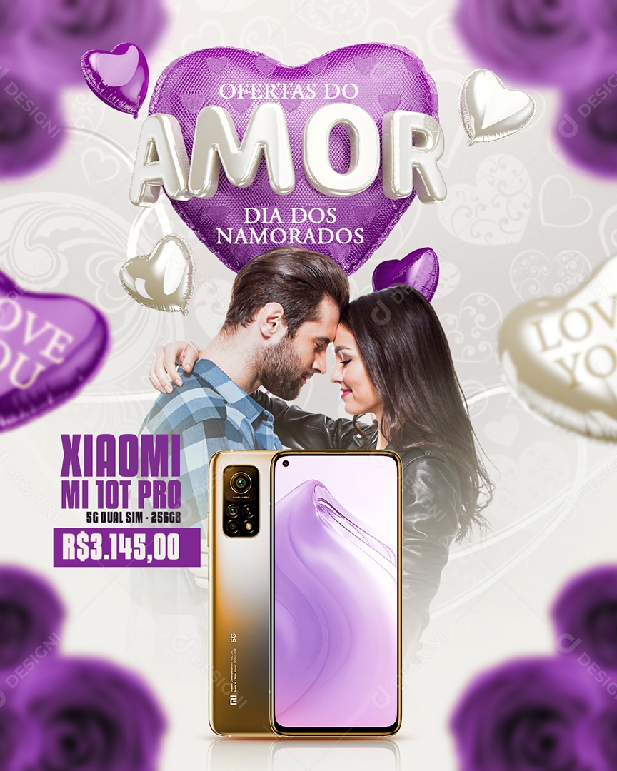 Social Media Feed Ofertas Do Amor Dia Dos Namorados Celular Xiomi PSD Editável