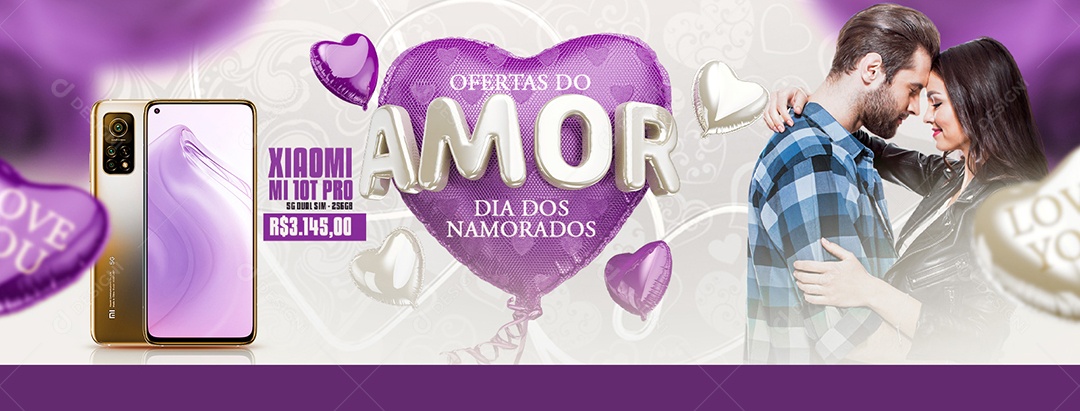 Social Media Banner Ofertas Do Amor Dia Dos Namorados Celular Xiomi PSD Editável