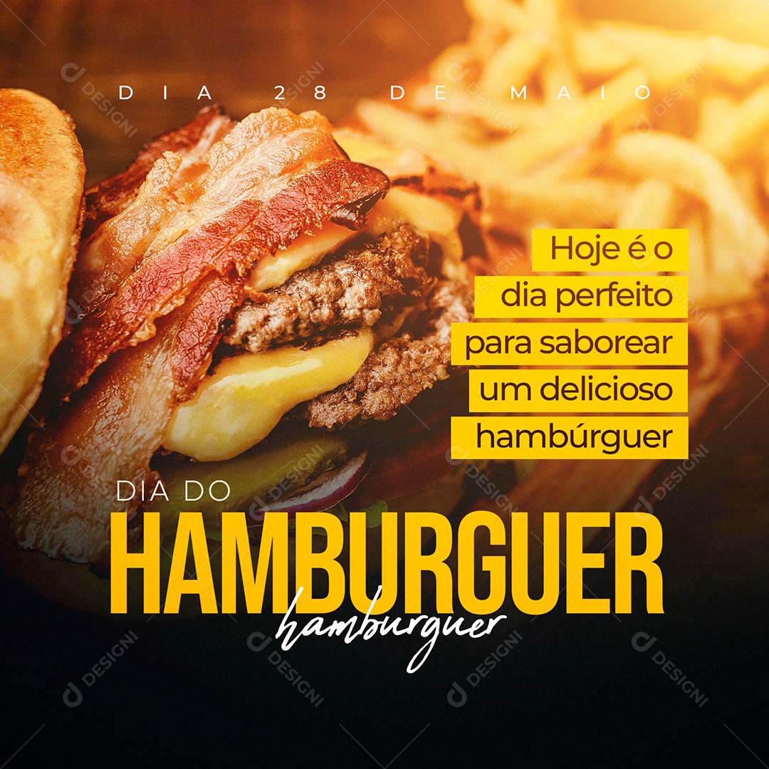 Dia Do Hambúrguer Duvido Você Resistir Social Media PSD Editável