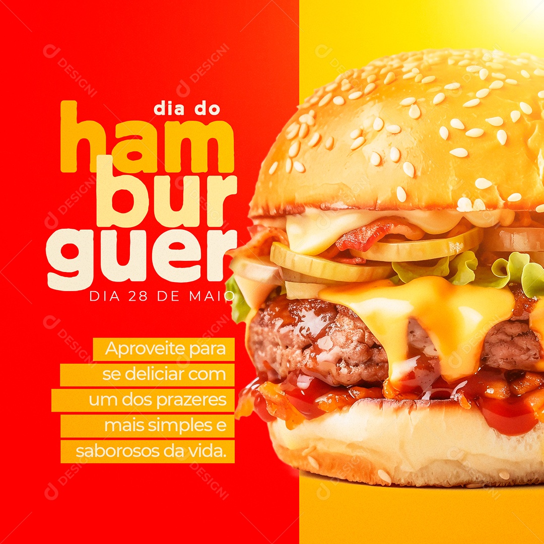 Dia Do Hambúrguer Duvido Você Resistir Social Media PSD Editável