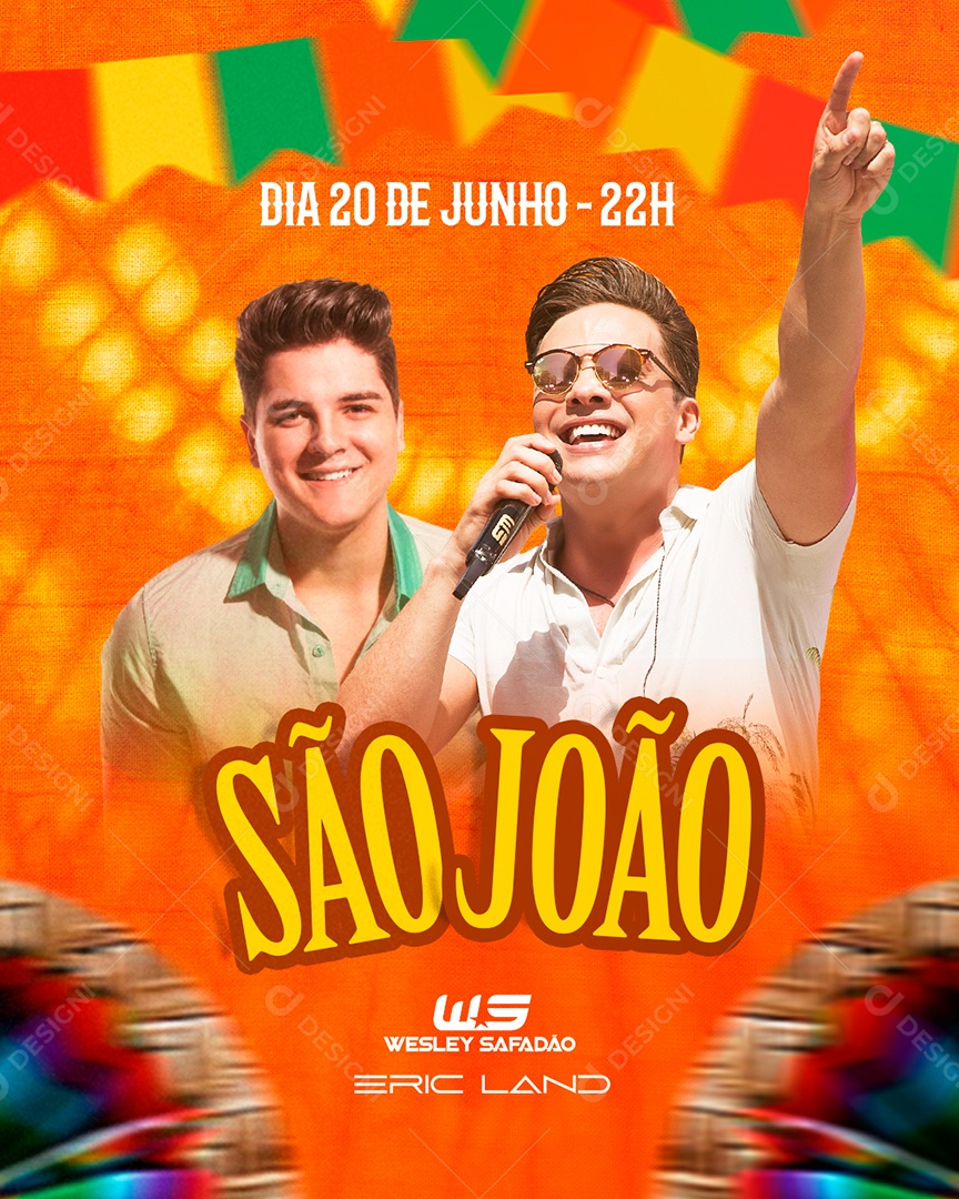 Flyer São João 20 de Junho Wesley Safadão Social Media PSD Editável