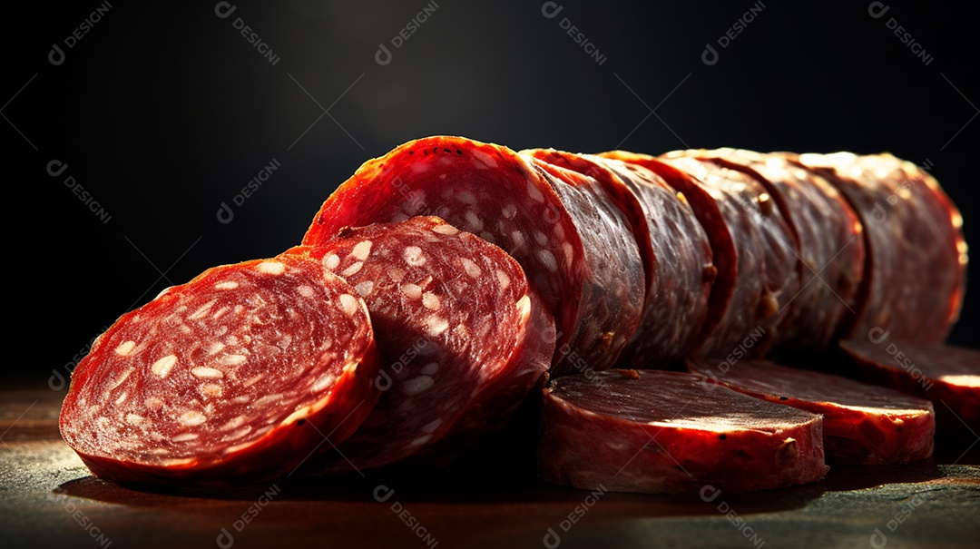Salame Defumado e Cortado Sobre A Mesa