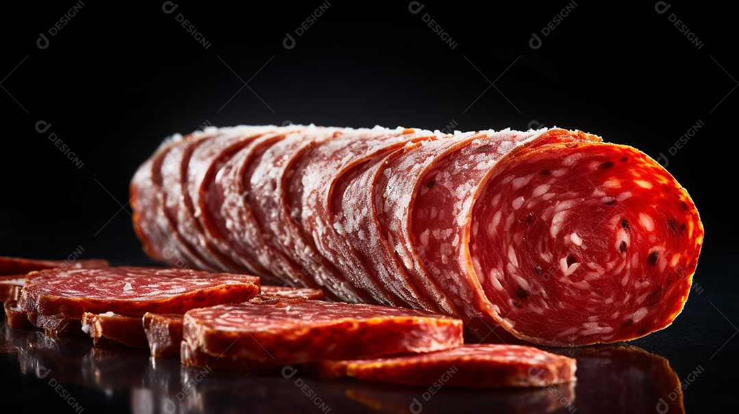 Salame Defumado e Cortado Sobre A Mesa