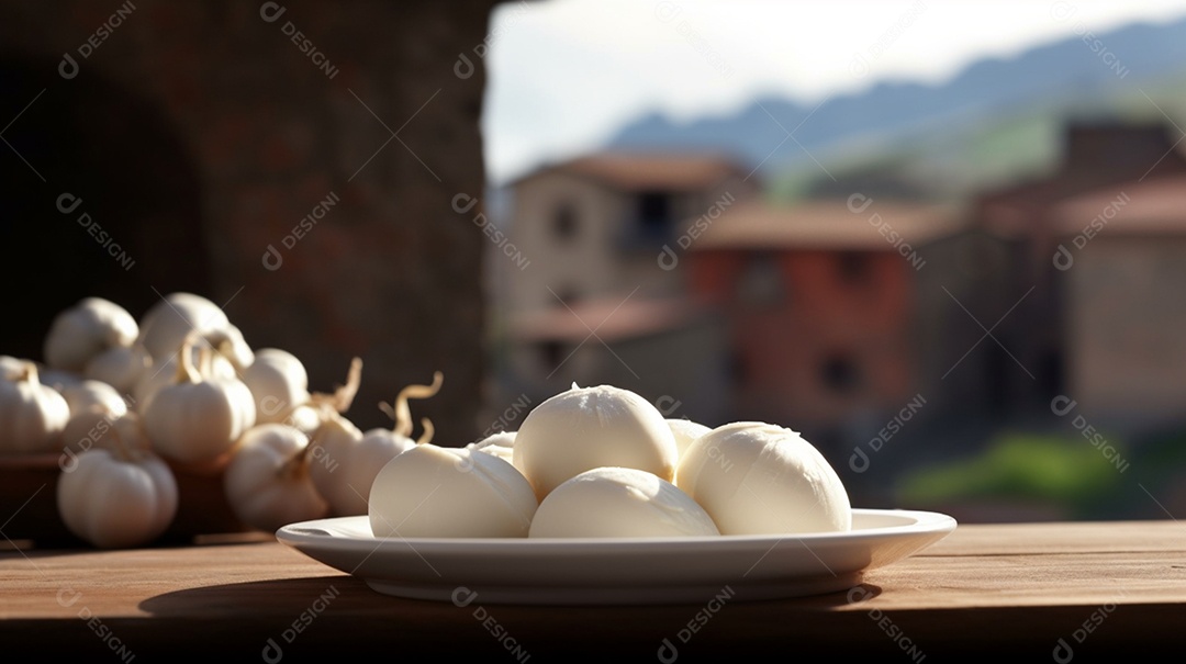 Queijo Muçarela Sobre A Mesa
