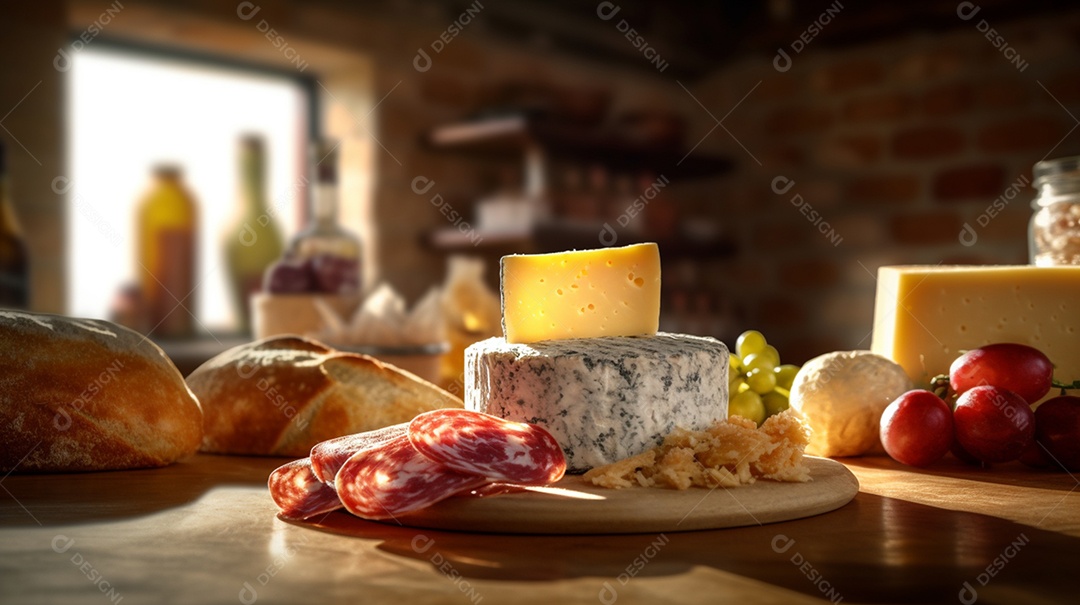 Café Da Manhã Com Várias Frutas Sobre A Mesa