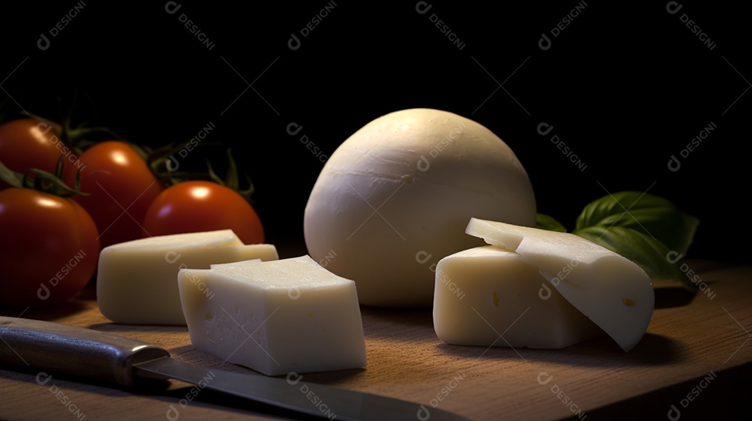 Queijo Muçarela Sobre A Mesa