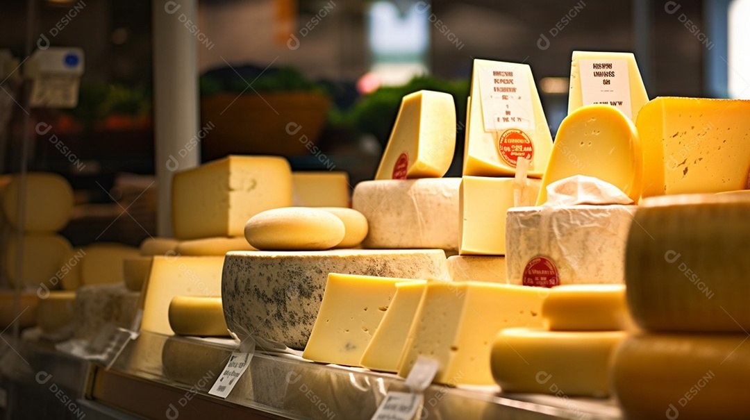 Vários Queijos Com Etiquetas De Preço Sobre A Mesa