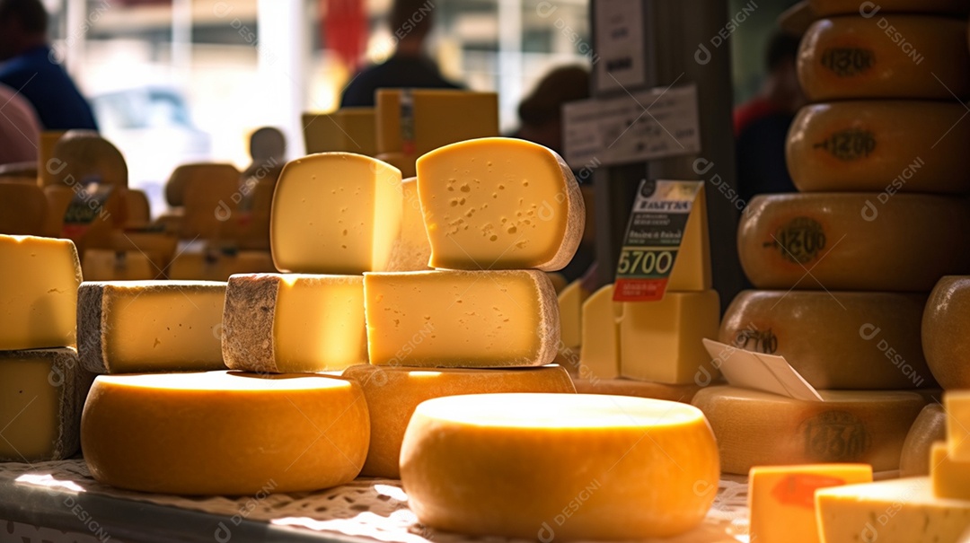 Vários Queijos Sobre A Mesa