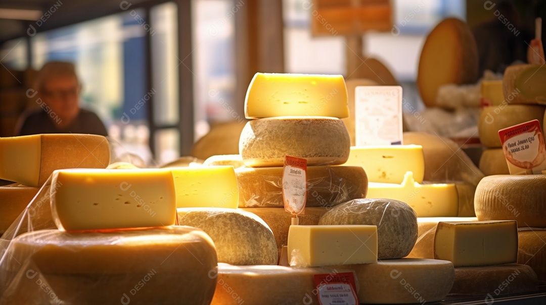 Vários Queijos Sobre A Mesa