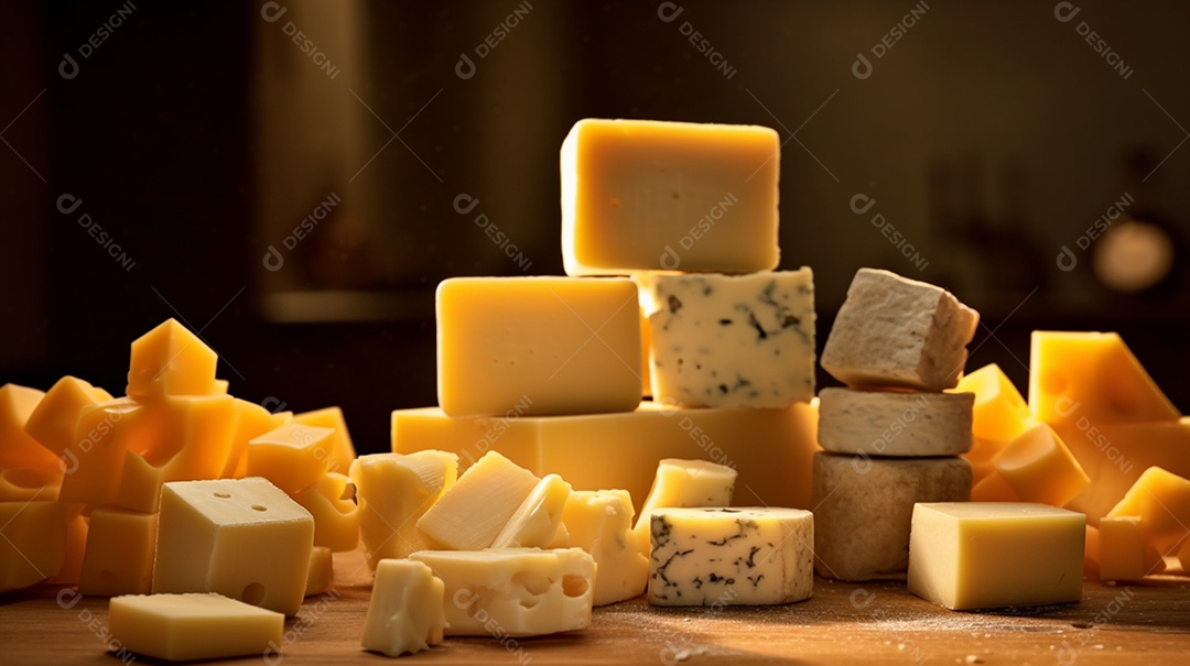 Vários Tipo De Queijo Sobre A Mesa