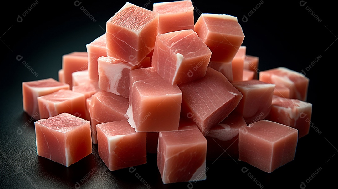 Carnes ou Prosciutto Em Cubo Sobre A Mesa
