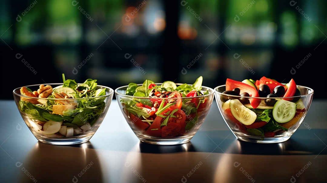 Tigelas De Salada De Legumes e Frutas