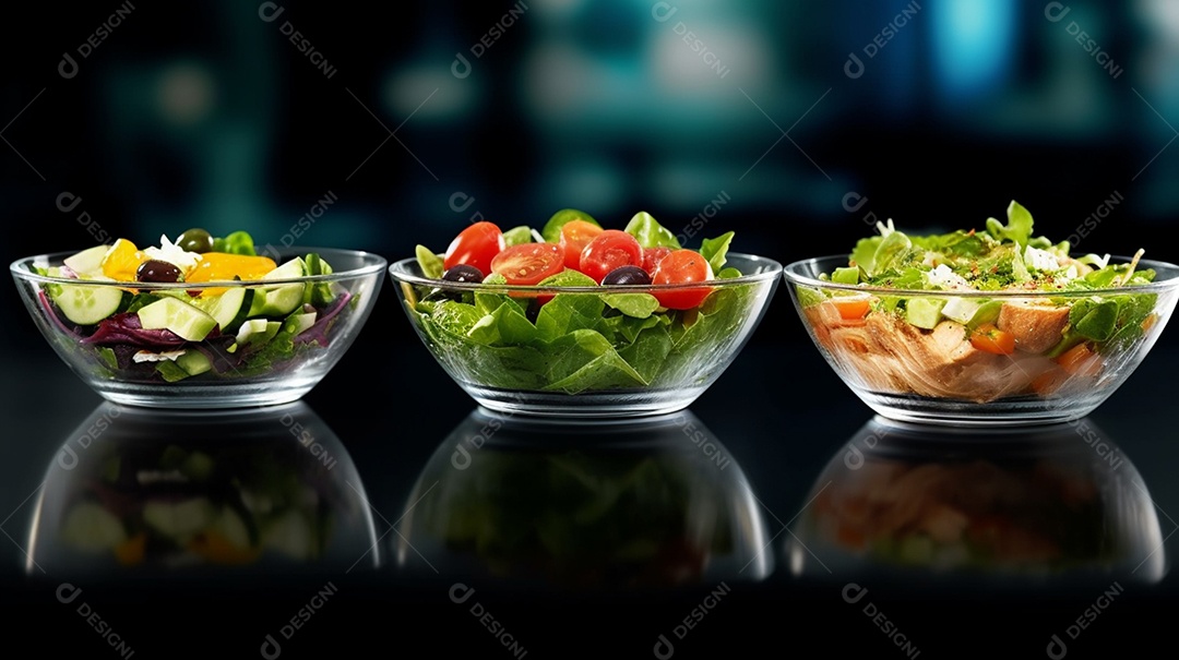 Tigelas De Salada De Legumes e Frutas