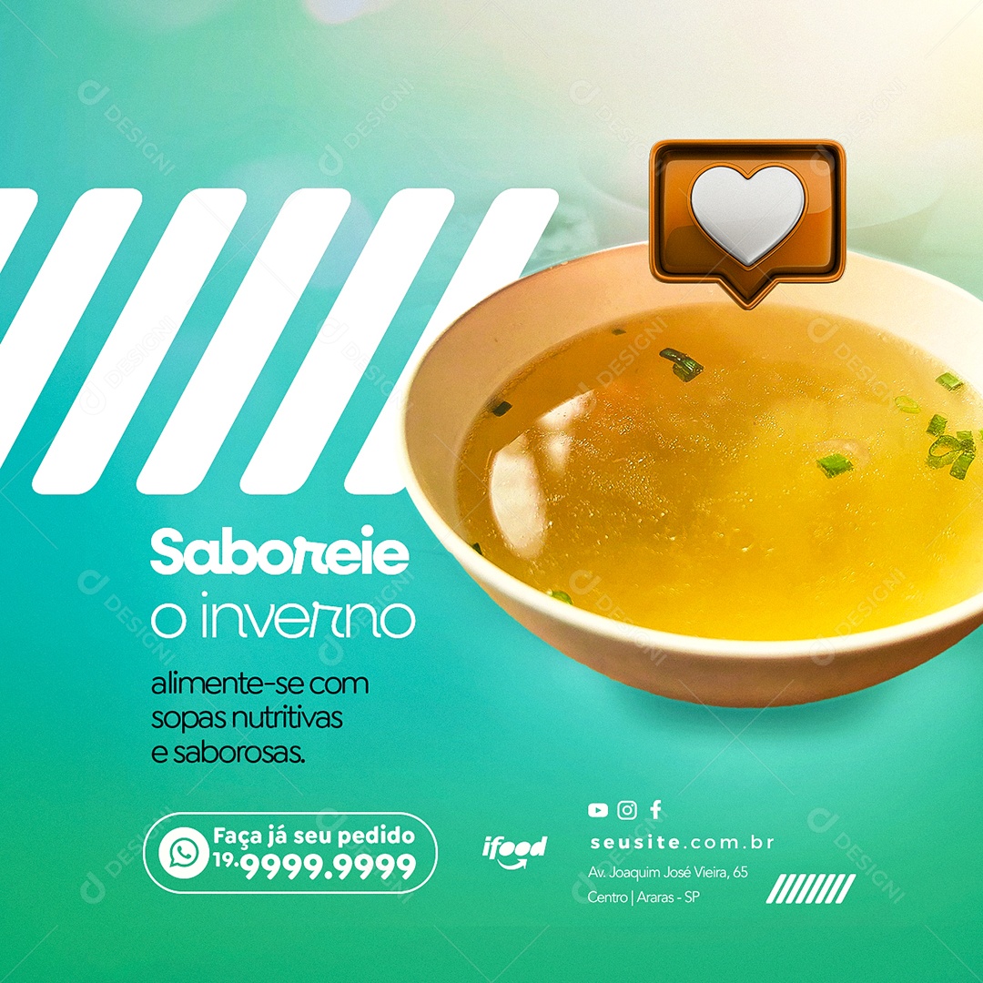 Saboreie O Inverno Alimente-Se Sopa Social Media PSD Editável