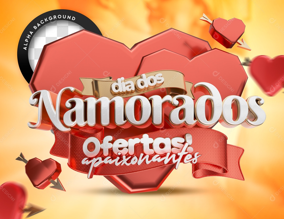 Ofertas Apaixonantes Dia Dos Namorados Selo 3D PSD Editável