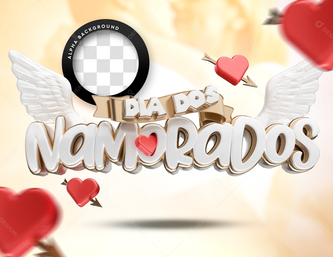 Texto 3D Dia Dos Namorados Branco Para Composição PSD