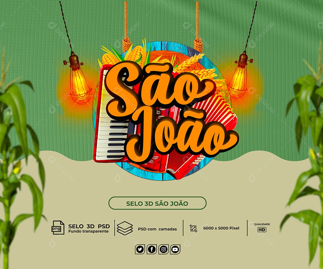 Selo 3D São João Para Composição PSD