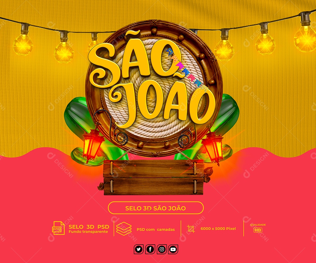 Selo 3D São João Para Composição PSD