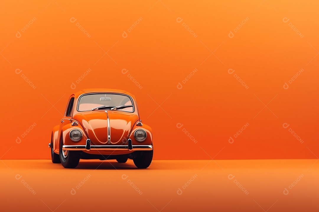 Lindo fusca laranja sobre fundo laranja isolado