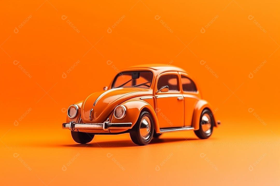 Lindo fusca laranja sobre fundo laranja isolado