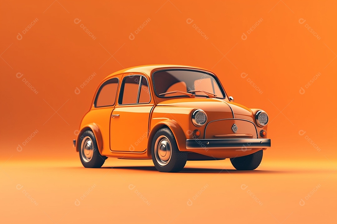 Lindo fusca laranja sobre fundo laranja isolado