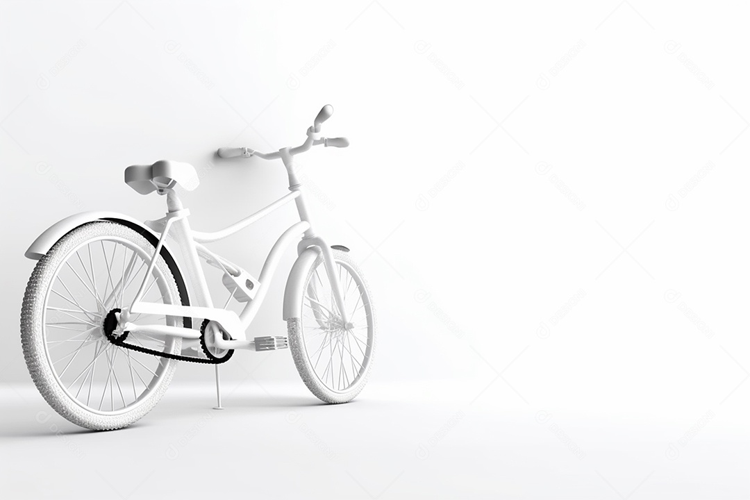 Linda bicicleta em miniatura branca sobre fundo branco isolado