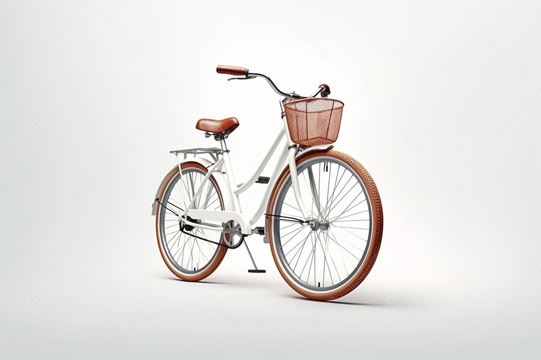 Linda bicicleta em miniatura branca sobre fundo branco isolado