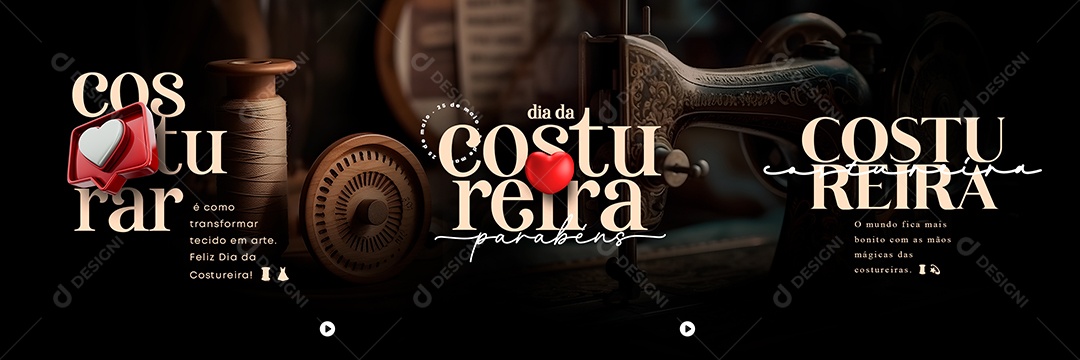 É Como Transformar Tecido Em Arte Dia Da Costureira Carrossel Social Media PSD Editável