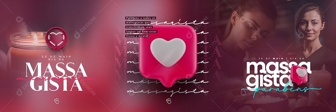 Parabéns Dia Do Massagista 25 De Maio Carrossel Social Media PSD Editável