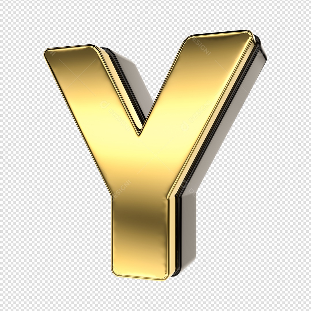 Letra Y Dourado E Preto Elemento 3D Para Composição PSD