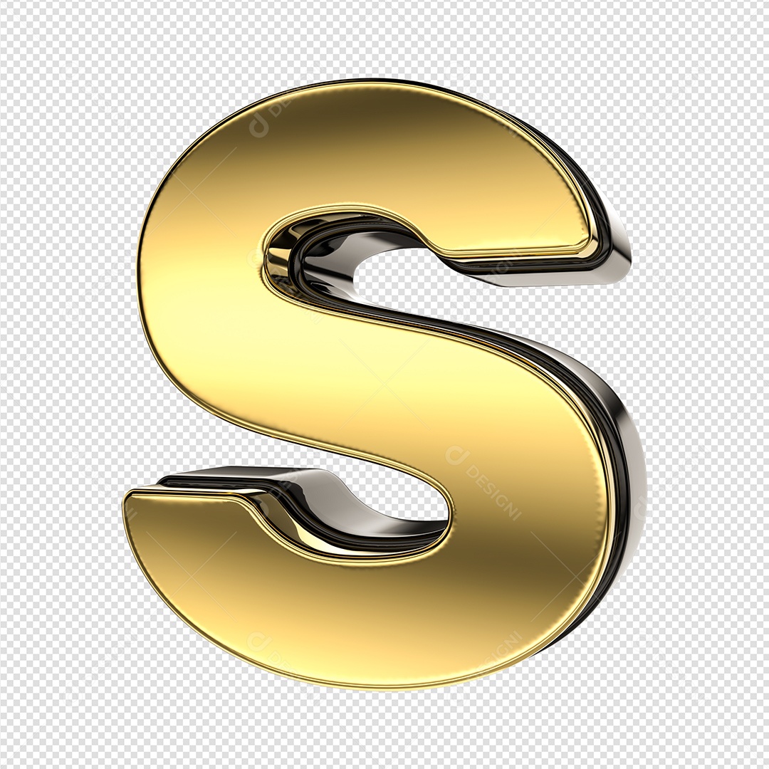 Letra S Dourado E Preto Elemento 3D Para Composição PSD