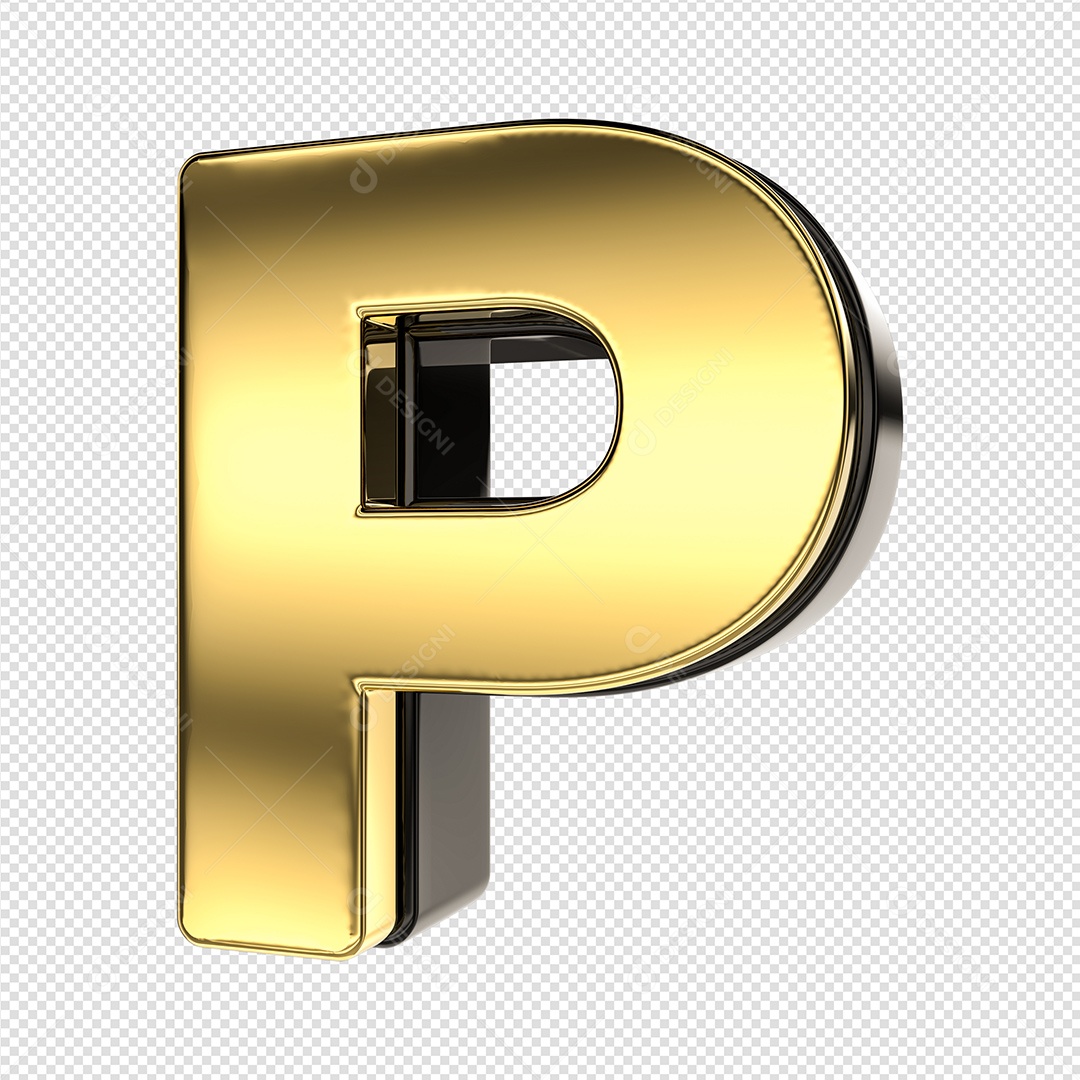 Letra P Dourado E Preto Elemento 3D Para Composição PSD