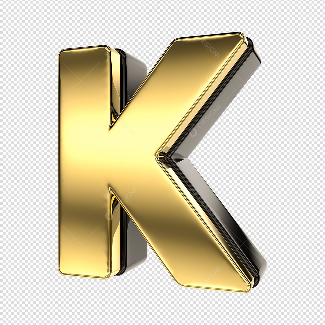 Letra K Dourado E Preto Elemento 3D Para Composição PSD