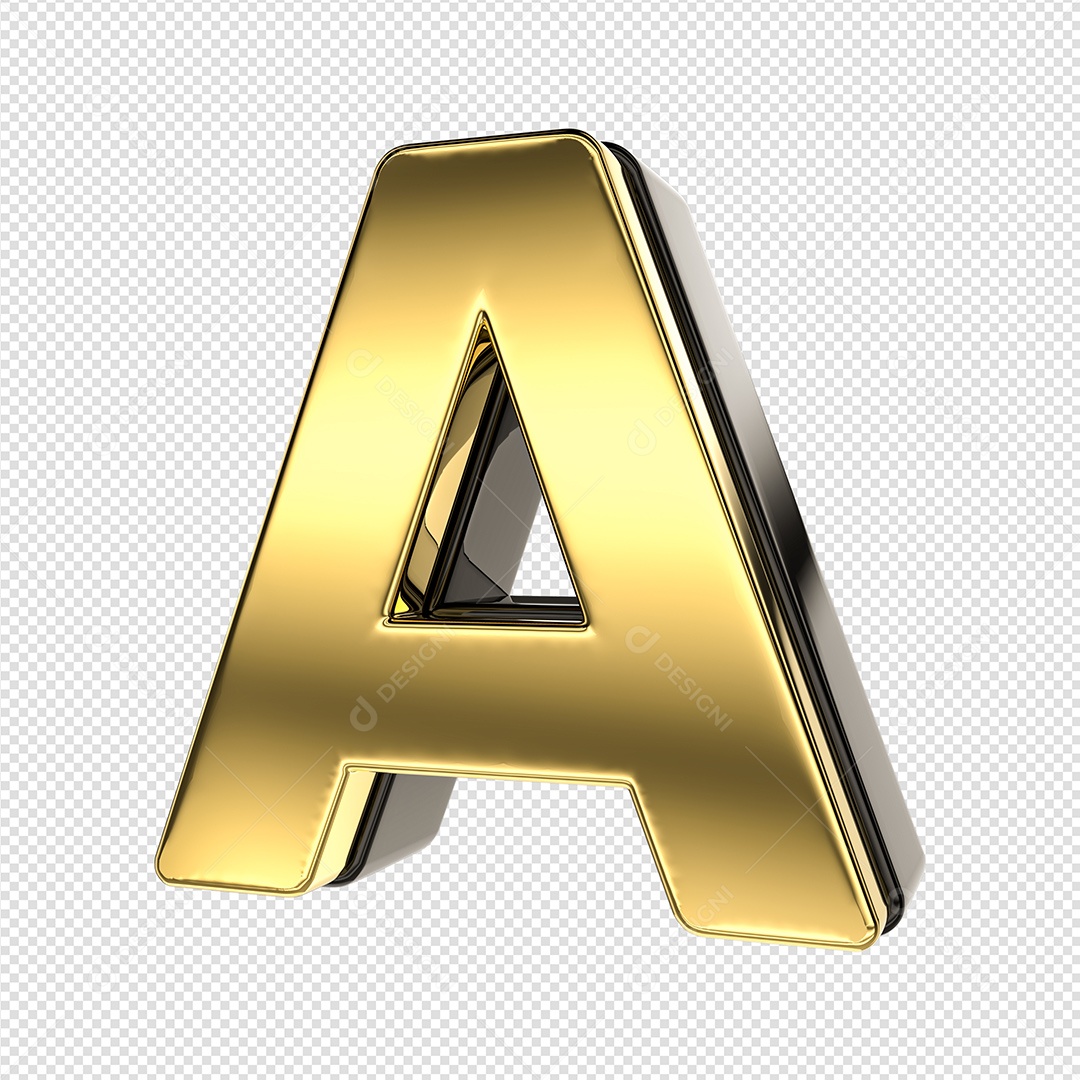 Letra A Dourado E Preto Elemento 3D Para Composição PSD