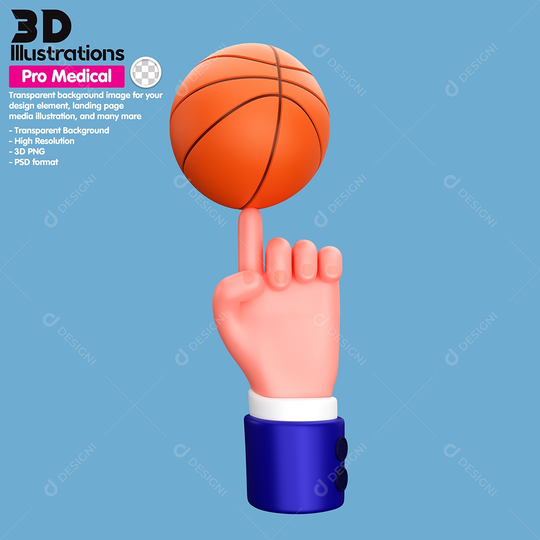 Gesto De Mãos Basquete Elemento 3D Para Composição PSD