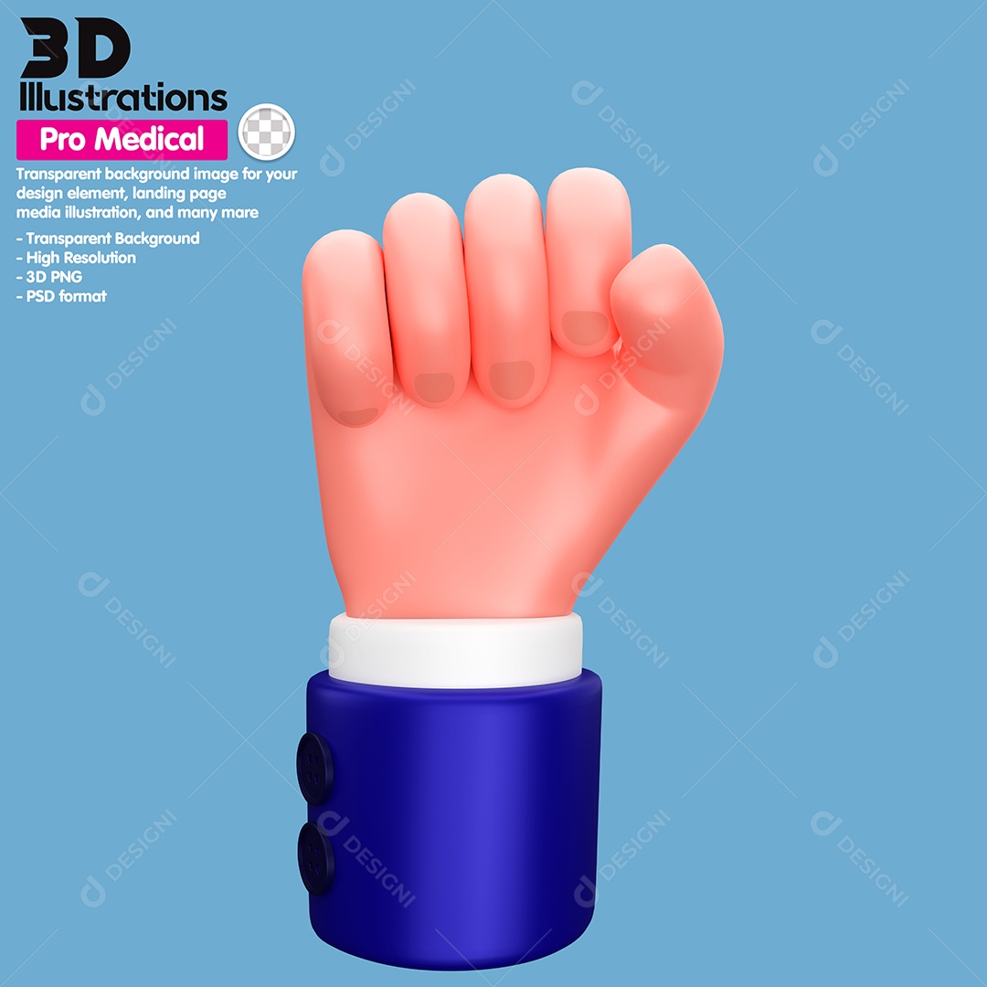 Gesto De Mãos Punho Elemento 3D Para Composição PSD