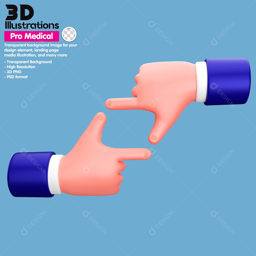Gesto De Mãos Elemento 3D Para Composição PSD