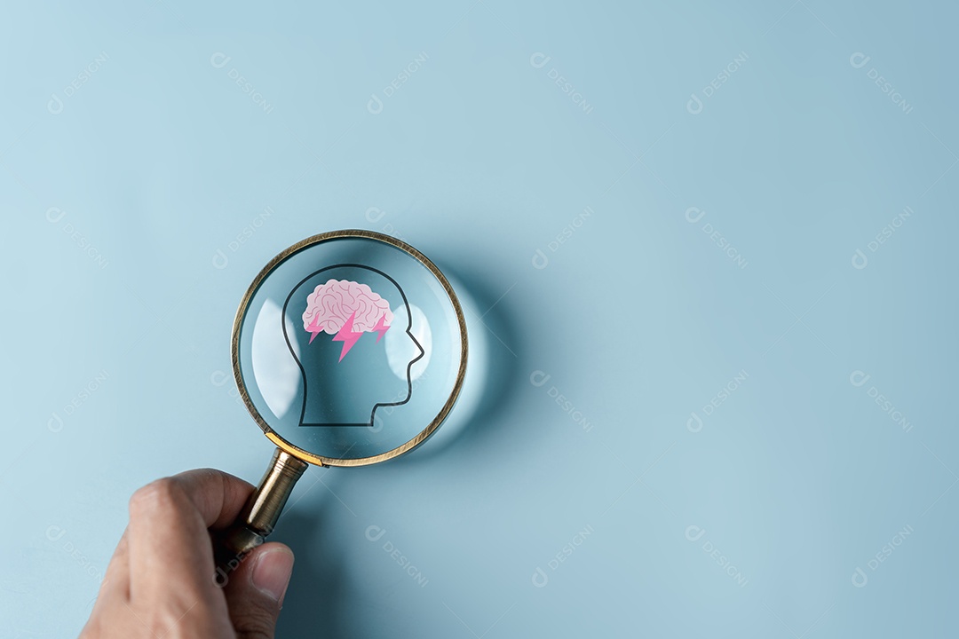 Lupa com Brainstorm onside para inteligente, ideia, criativo, pensamento, educação, inovação