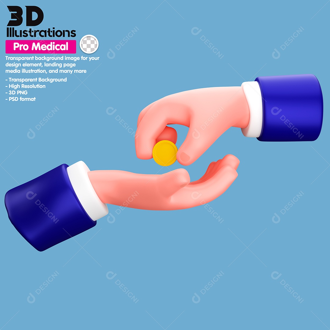 Gesto De Mãos Pagamento Elemento 3D Para Composição PSD