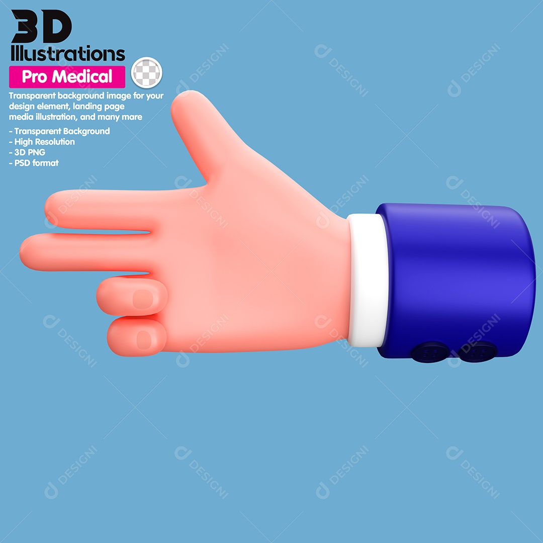 Gesto De Mãos Elemento 3D Para Composição PSD