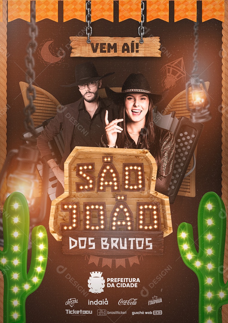 Flyer Vem ai São João Dos Brutos Social Media PSD Editável