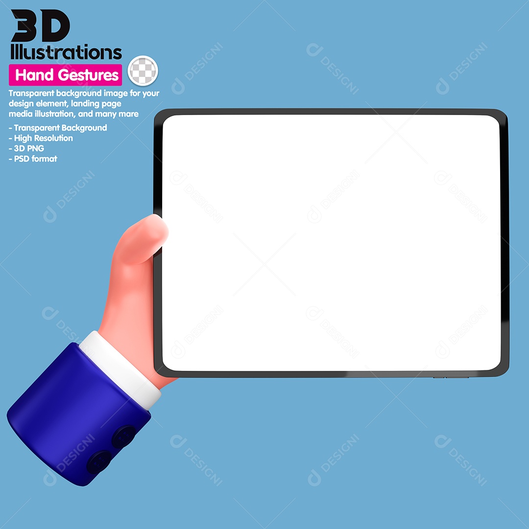 Mão Segurando Um Tablet Elemento 3D Para Composição PSD