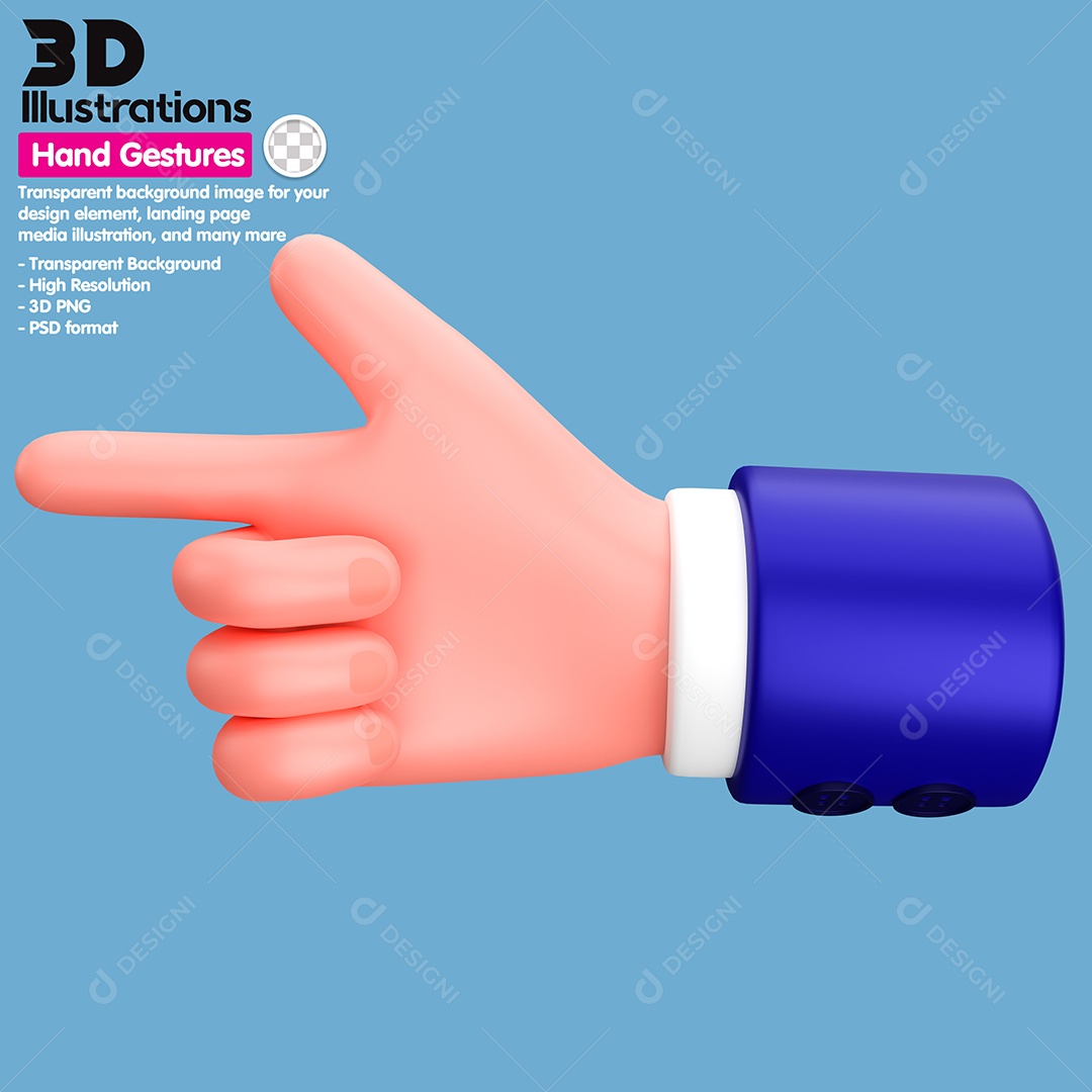 Mão Fazendo Sinal Elemento 3D Para Composição PSD