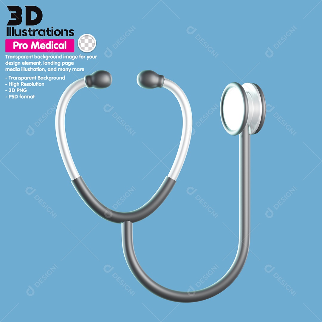 Estetoscópio Elemento 3D Para Composição PSD