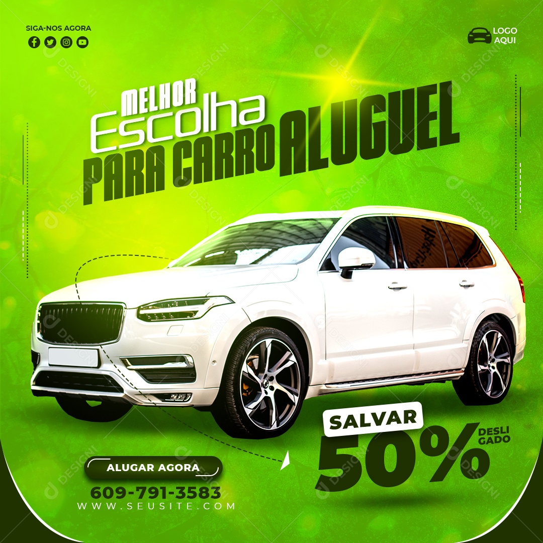 Melhor Carro de Aluguel Social Media PSD Editável